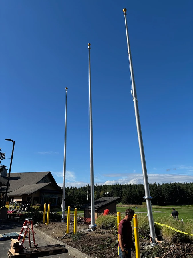 flagpoles installed at White Horse Golf Course
