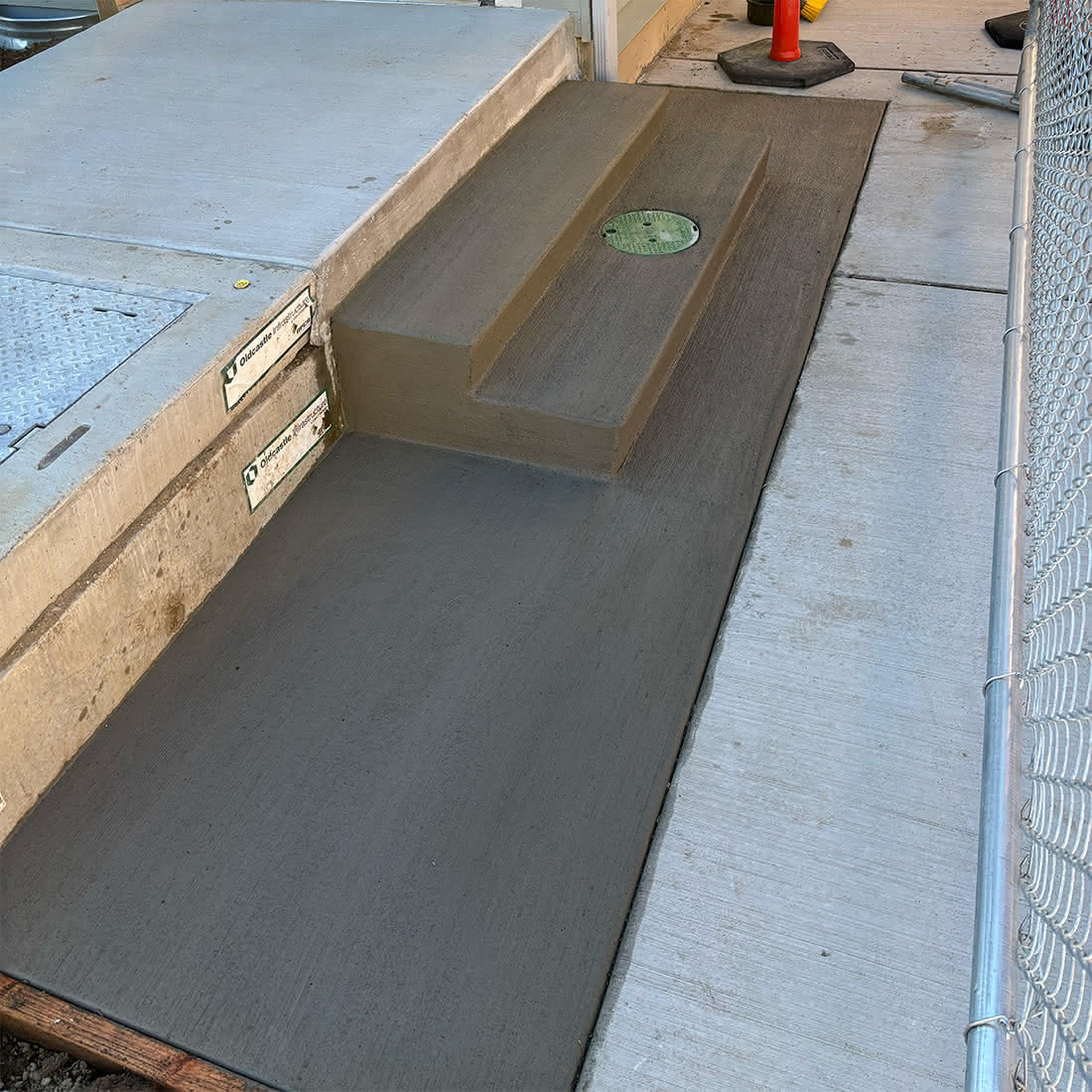 Home 7 freshly poured concrete stairs with a broom finish